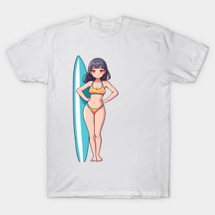 Cute anime girl bikini summer beach T-Shirt